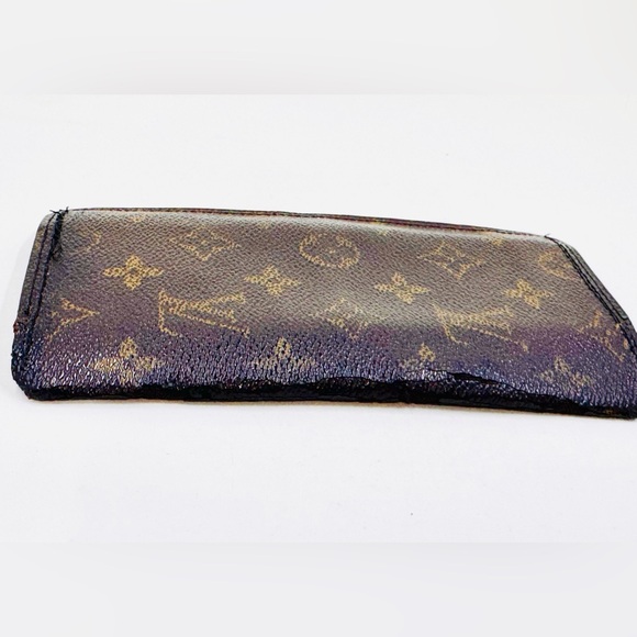 Vintage LV Louis Vuitton Brown & Gold Monogram Checkbook Card Wallet Case - Picture 5 of 6